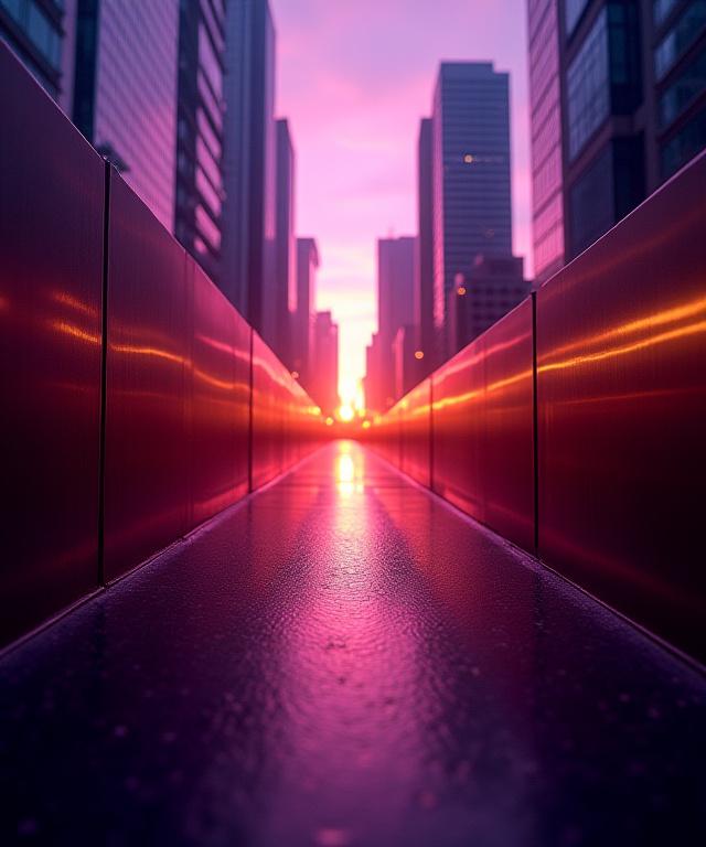 新宿のオフィスビル群と金属の質感を融合させたイメージ